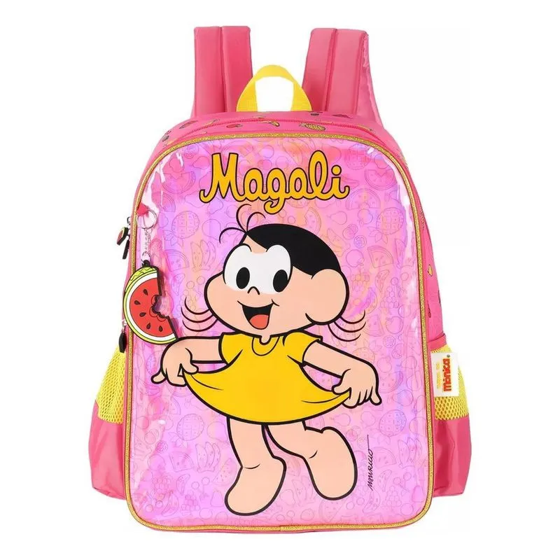 Mochila Monica Rodinhas Infantil Feminina Escolar Grande
