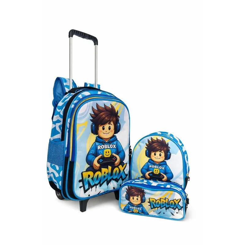 Kit Mochila Roblox Rodinhas Escolar Infantil Meninos Lanche