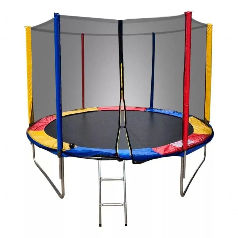 Cama Elástica 244cm 140kg Rede Com Zíper E Escada Trampolim Brinquedos