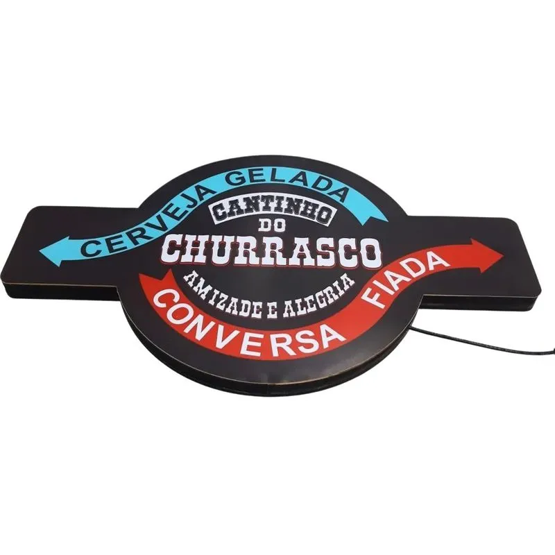 Luminoso Com Led Cantinho Do Churrasco 30 X 50 Cm Decoração