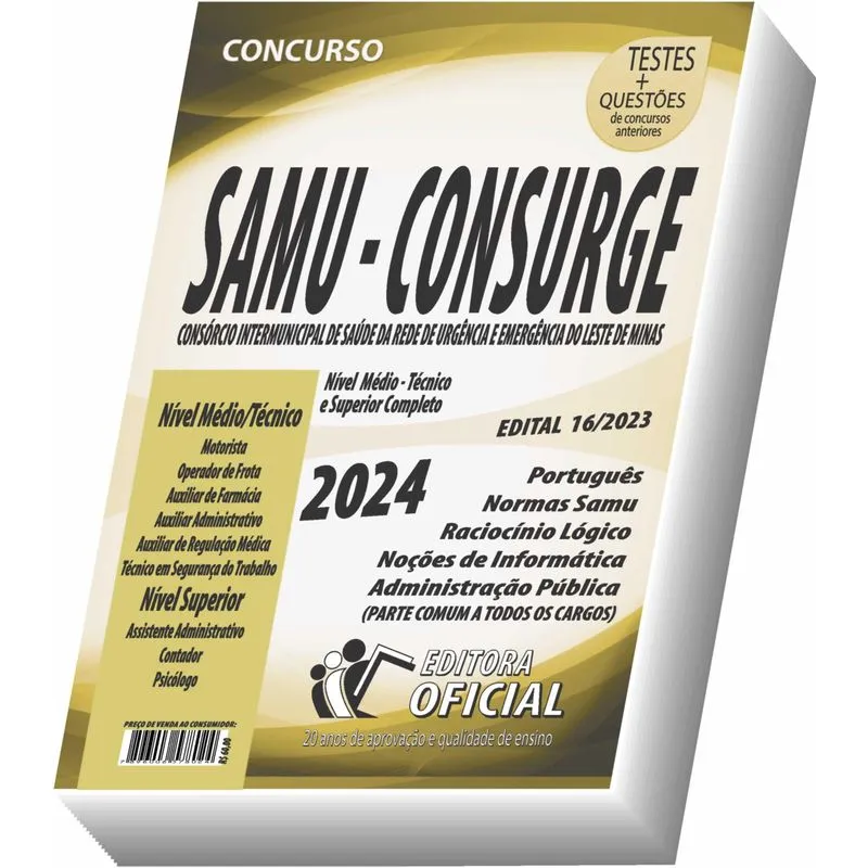 Apostila Samu - Consurge Mg - Nível Médio Técnico E Superior