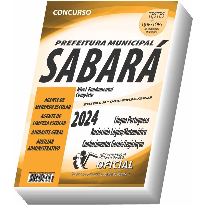 Apostila Prefeitura De Sabará - Mg - Nível Fundamental
