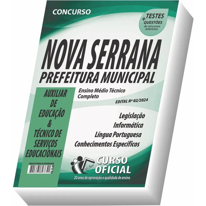 Apostila Nova Serrana Mg Técnico Serv. - Auxiliar De Educação