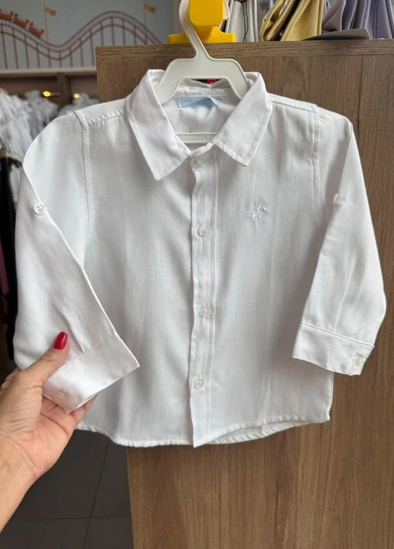 CAMISA MANGA LONGA BATIZADO MINIMALISTA BOTÕES TOULOUSE MENINO POLO INFANTI Branco / 16