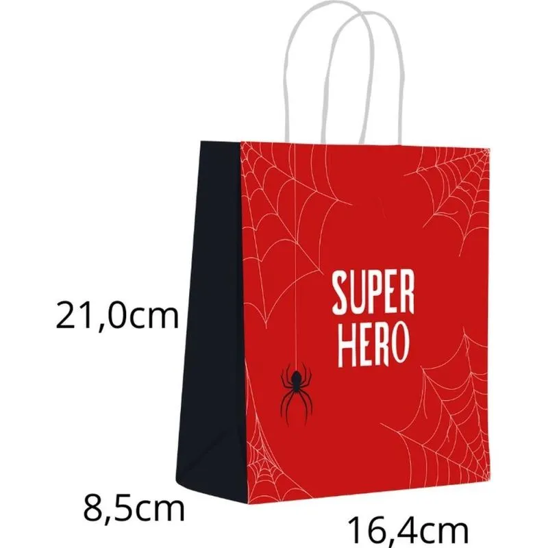 Sacola para Presente Decorada Infantil ARANHA P 16,4X21X8,5C PCT.C/10