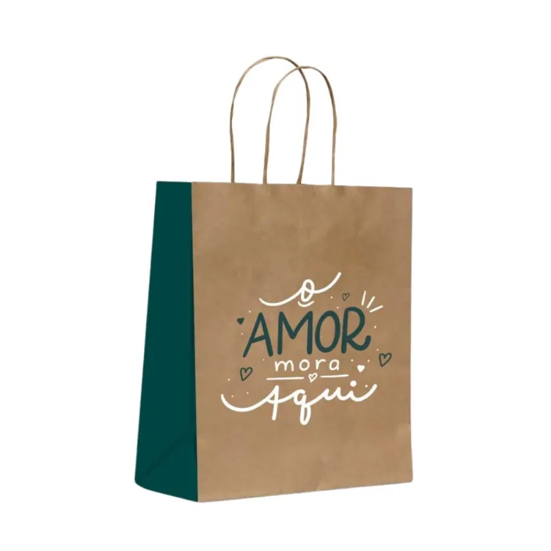 Sacola Papel 22,5x31,5x10 com Alça Amor Mora Aqui RV0478 Scrity - 10UN