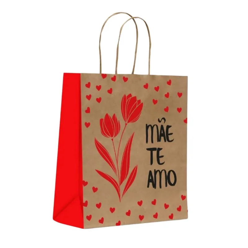 Sacola Papel 22,5x31,5 com Alça Mãe Te Amo RV1175 Scrity - 10UN