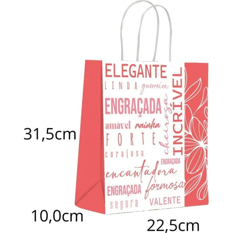Sacola para Presente Decorada Virtudes MD 22,5X31,5X10CM