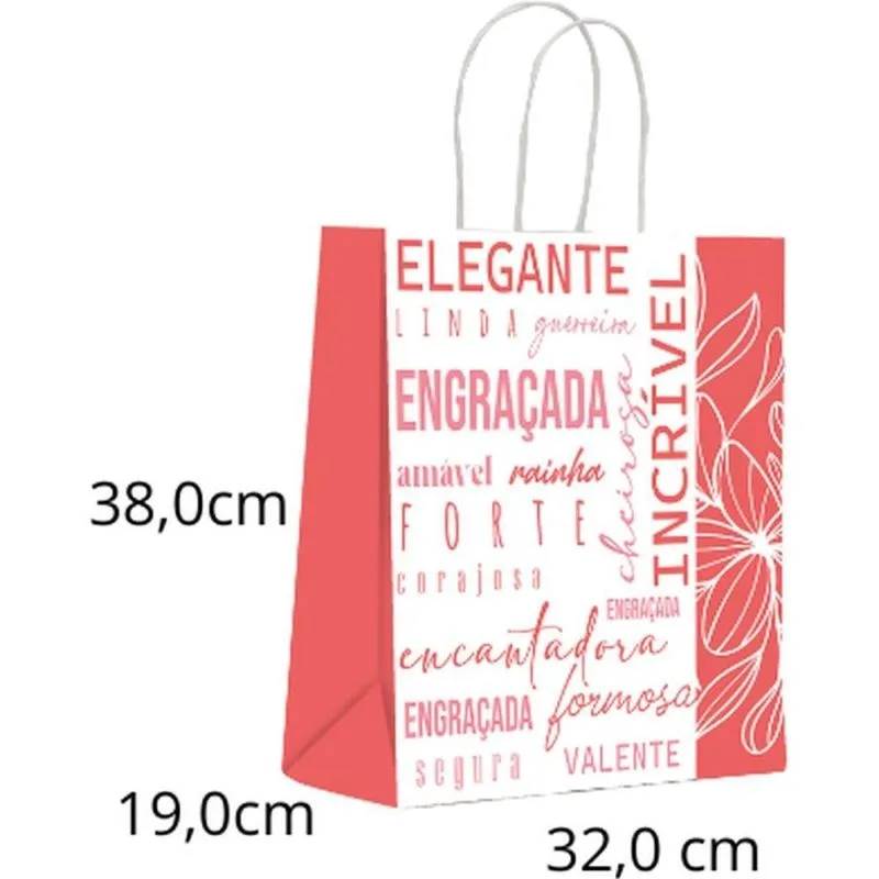 Sacola para Presente Decorada Virtudes GD 32X38X19CM