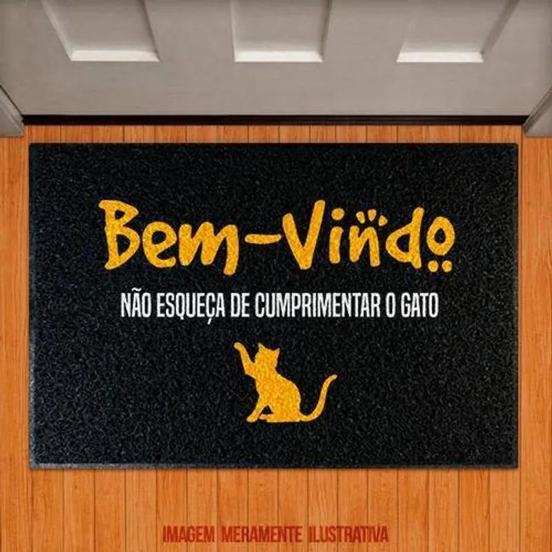 Tapete Capacho - Bem Vindo Comprimente O Gato