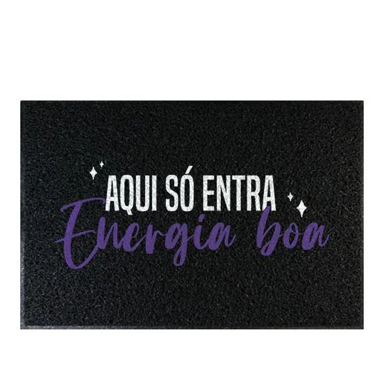 Tapete Capacho Preto 60x40cm Aqui Só Entra Energia Boa