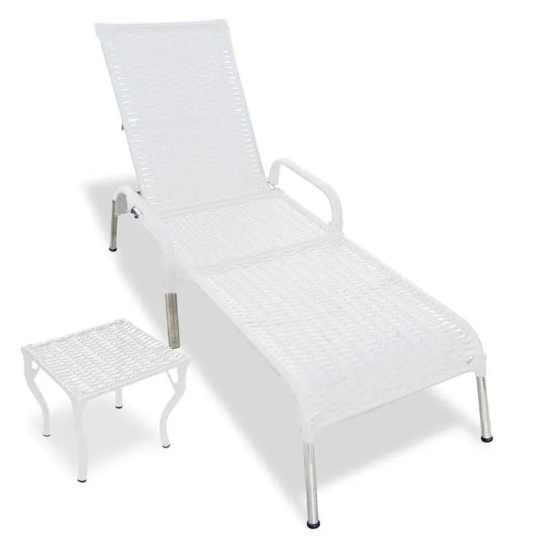 Kit 1 Espreguiçadeira em Alumínio para Piscina Madrid com Mesa de Centro