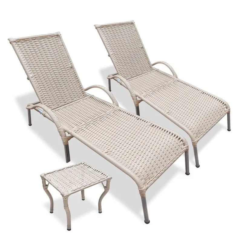 Kit 2 Espreguiçadeiras p/ Piscina Julia com Mesa de Centro