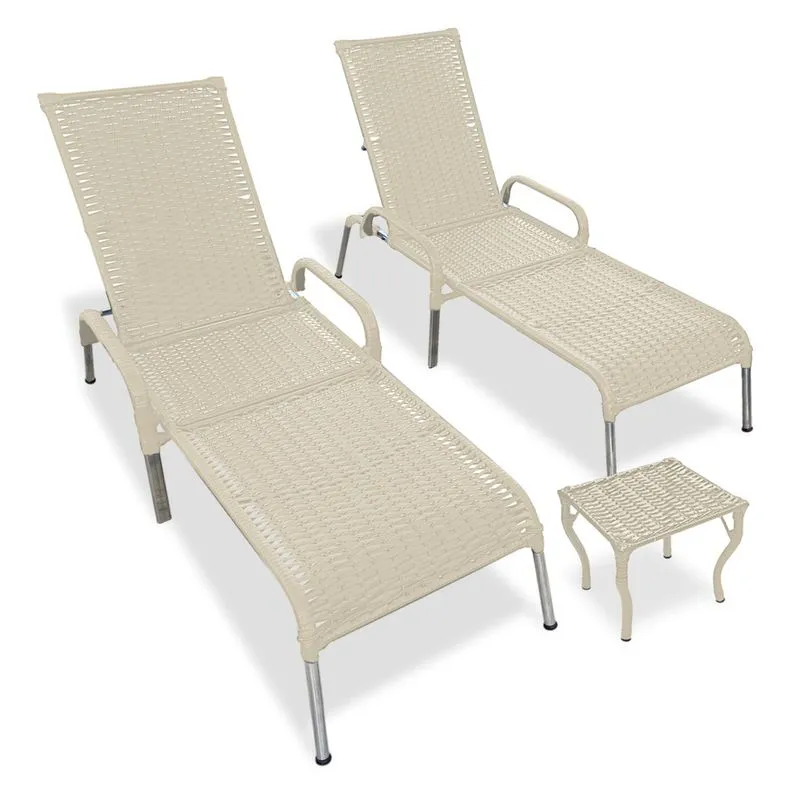 Kit 2 Espreguiçadeiras p/ Piscina Madrid com Mesa de Centro