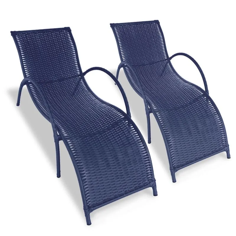 Kit 2 Espreguiçadeiras Piscina Fibra Sintética Copacabana