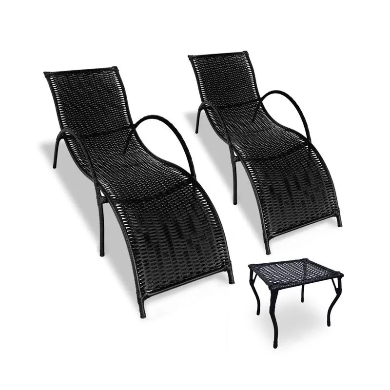 Kit 2 Espreguiçadeiras Copacabana Com Mesa de Centro Reforçada