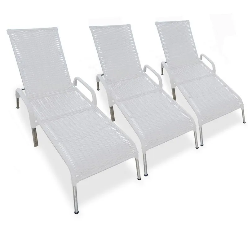 Kit 3 Espreguiçadeiras/Cadeiras Madrid p/ Piscina e Jardim