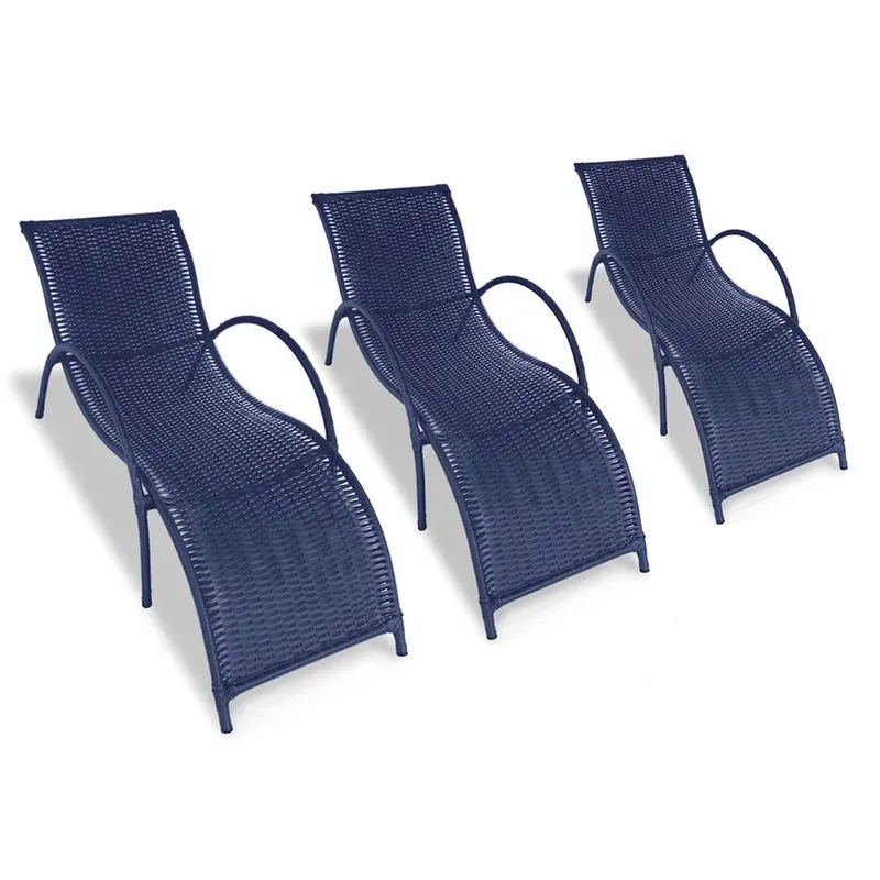 Kit 3 Espreguiçadeiras/Cadeira para Piscina Copacabana