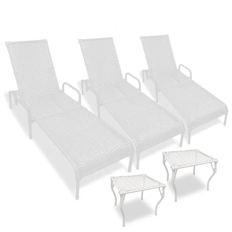 Kit 3 Espreguiçadeiras para Piscina Catar + 2 mesas
