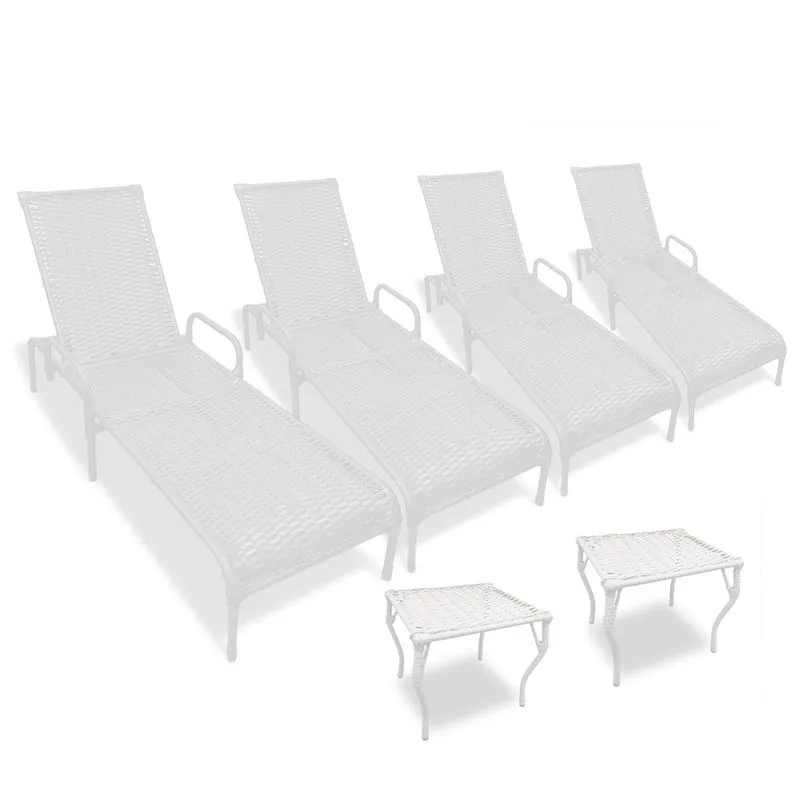 Kit 4 Espreguiçadeiras para Piscina Catar Com 2 mesas