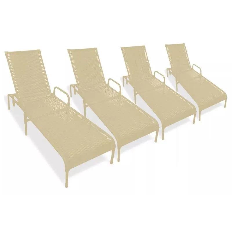 Kit 4 Cadeiras Catar com Regulagem para Piscina, Área Externa