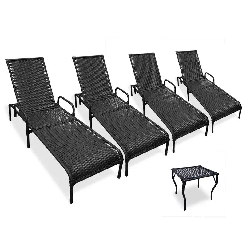 Kit 4 Espreguiçadeiras para Piscina Catar Com Mesa