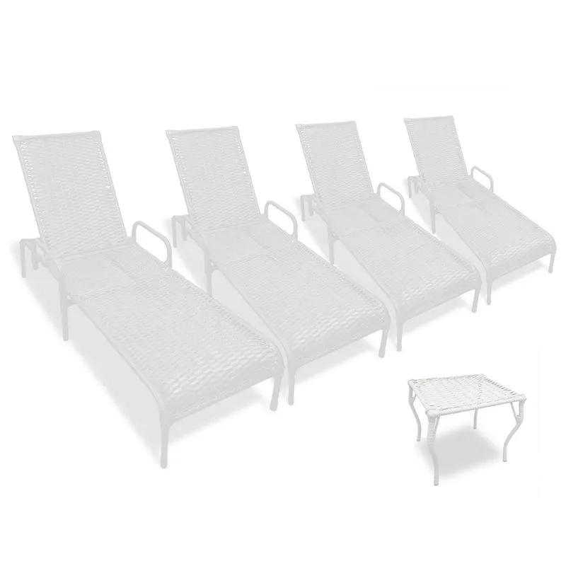 Kit 4 Espreguiçadeiras para Piscina Catar Com Mesa