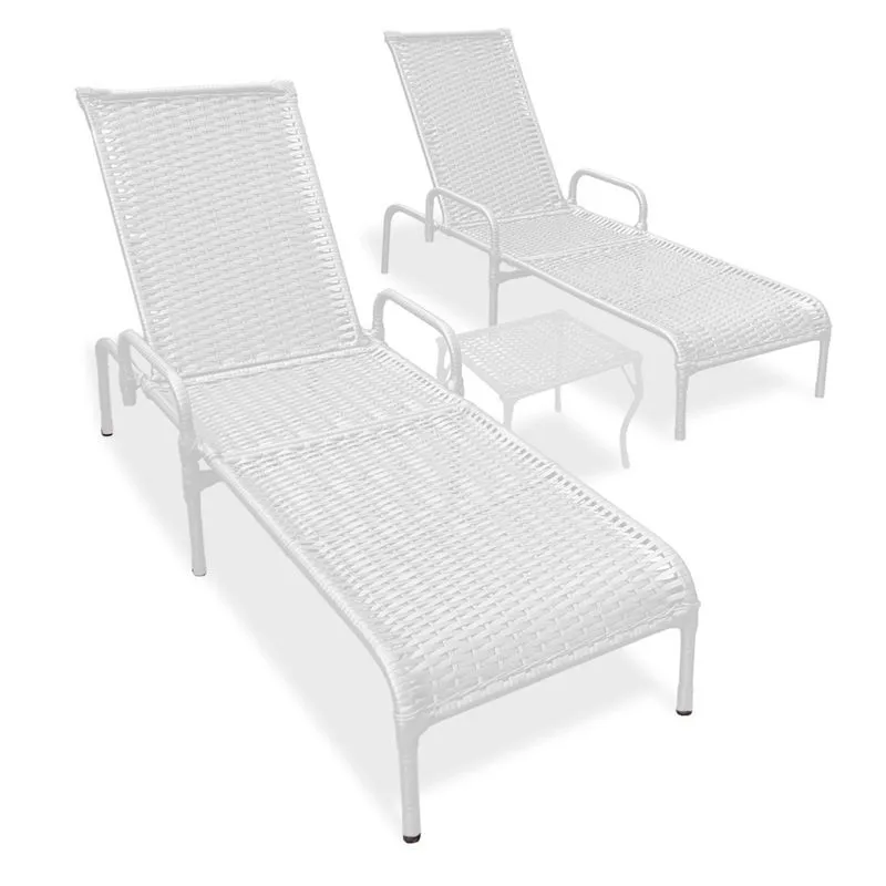 2 Espreguiçadeiras Reclináveis Catar p/ Jardim/Piscina + mesa