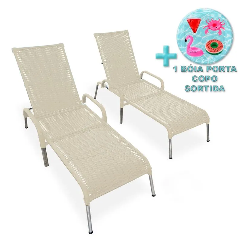 Kit 2 Cadeiras em Alumínio Madrid Reclináveis + Brinde
