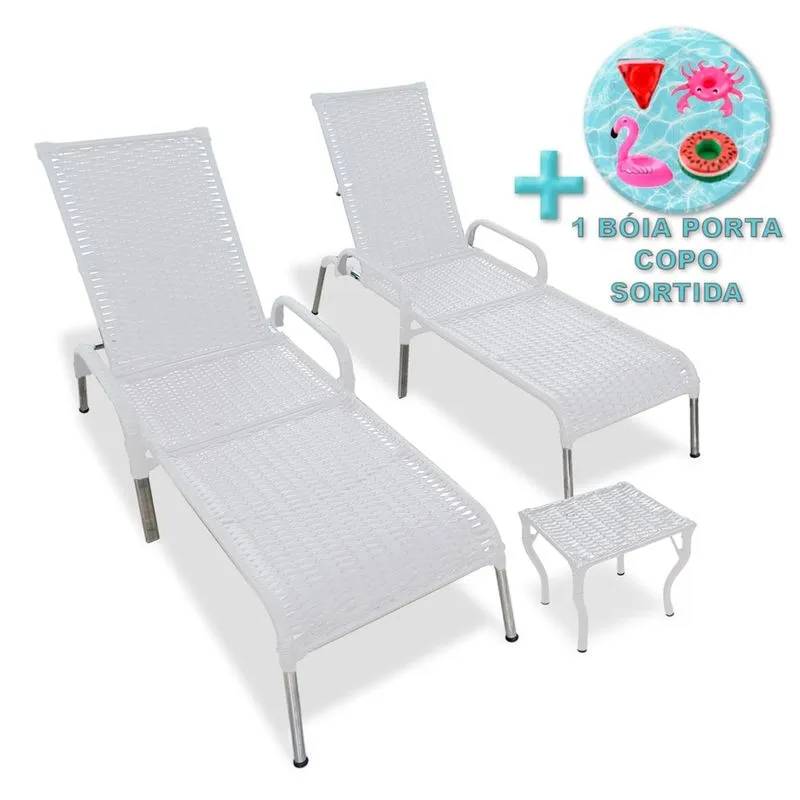 Kit 2 Cadeiras Madrid Reclináveis e Mesa de Centro + Brinde