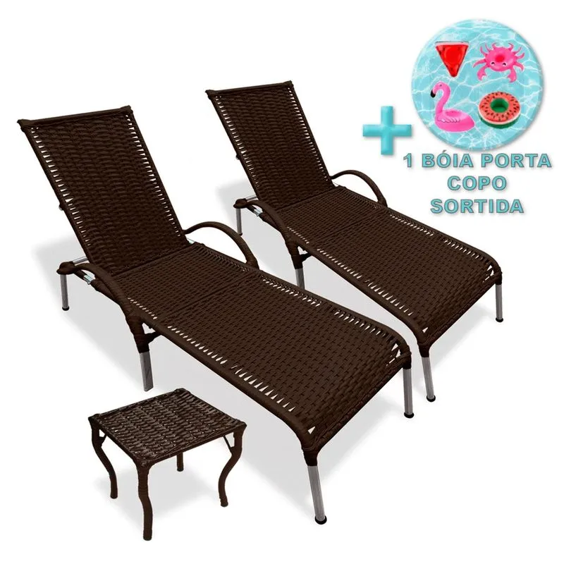 Kit 2 Cadeiras Área Externa Julia e Mesa de Centro + Brinde