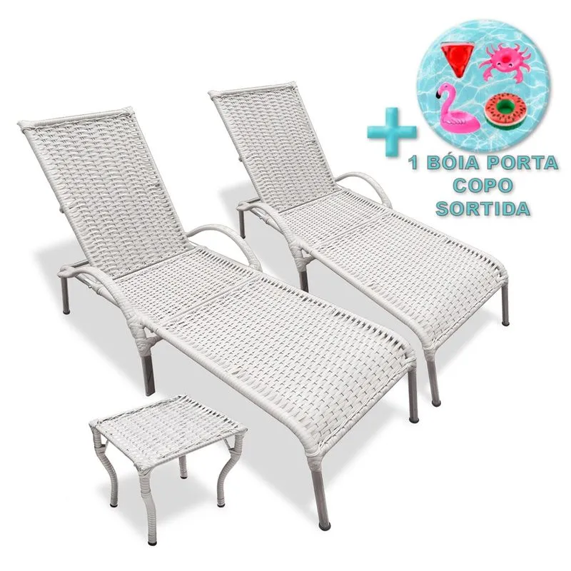 Kit 2 Cadeiras Área Externa Julia e Mesa de Centro + Brinde