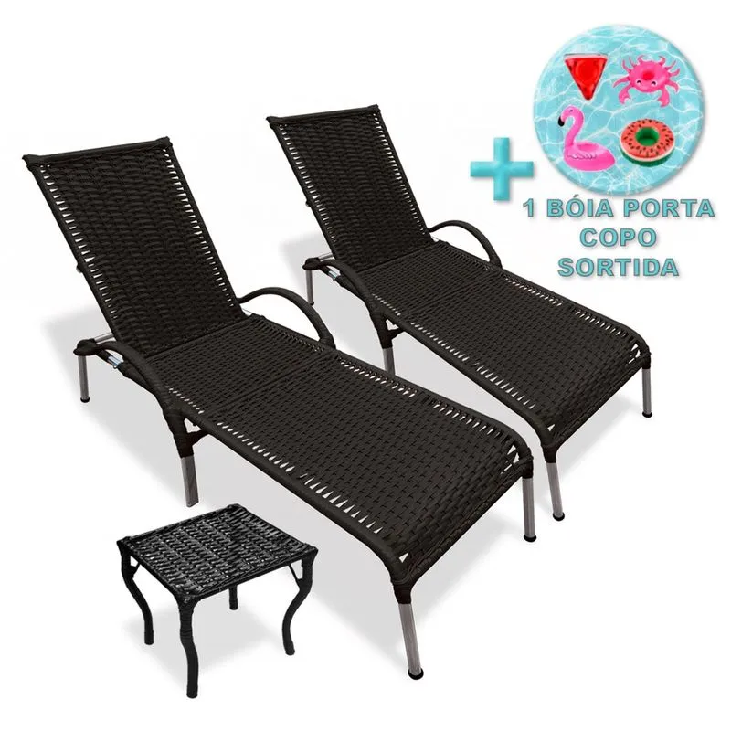 Kit 2 Cadeiras Área Externa Julia e Mesa de Centro + Brinde