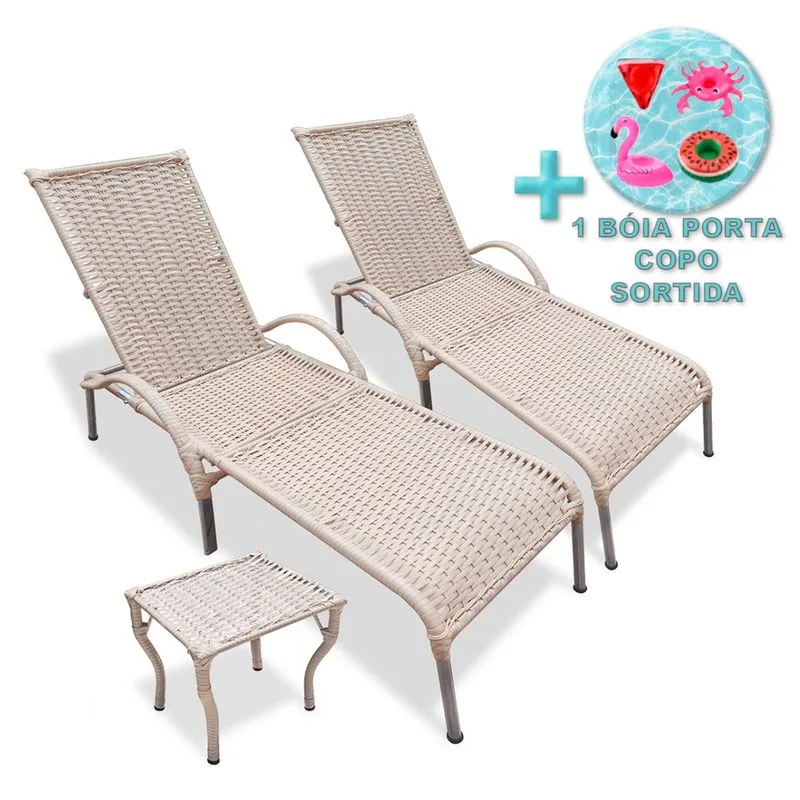 Kit 2 Cadeiras Área Externa Julia e Mesa de Centro + Brinde