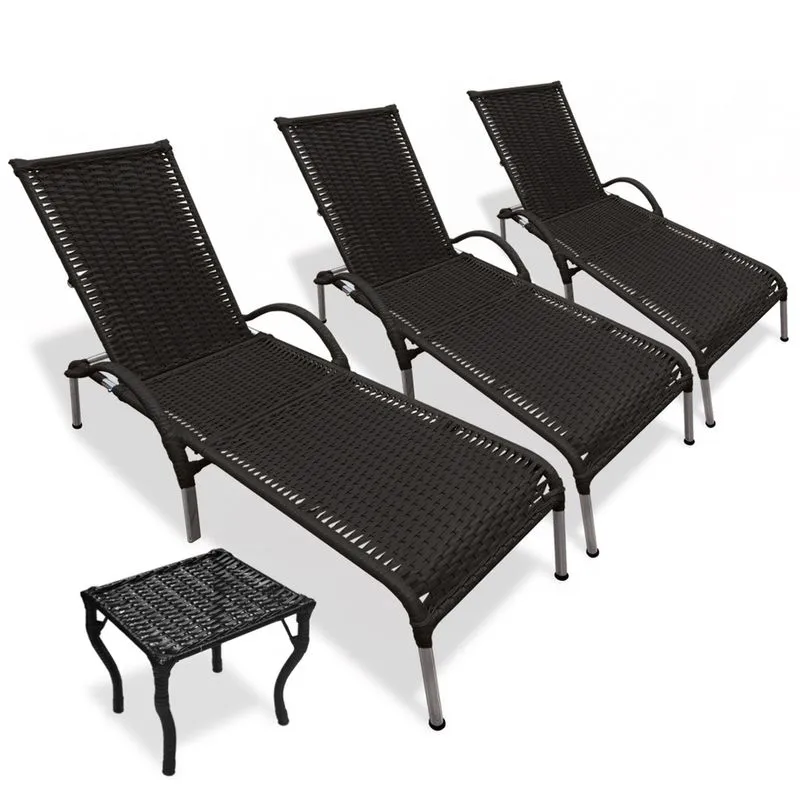 Kit 3 Cadeiras/Espreguiçadeiras Julia com Mesa p/ Piscina