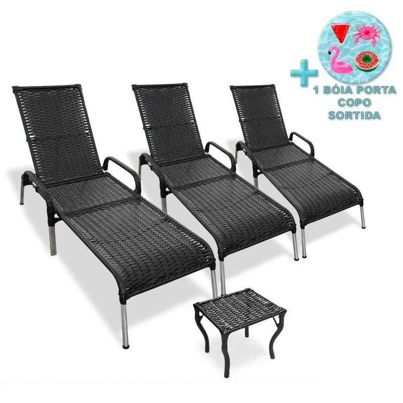 Kit 3 Cadeiras Madrid Alumínio para Jardim + Mesa e Brinde