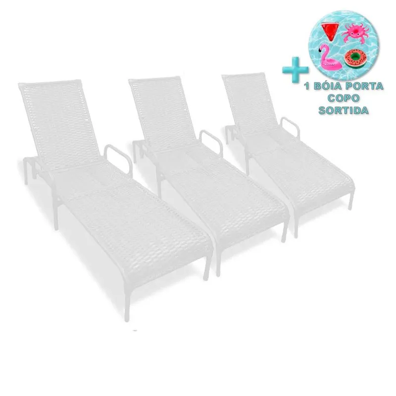 Kit 3 Cadeiras Catar, Área Externa para Jardim + Brinde