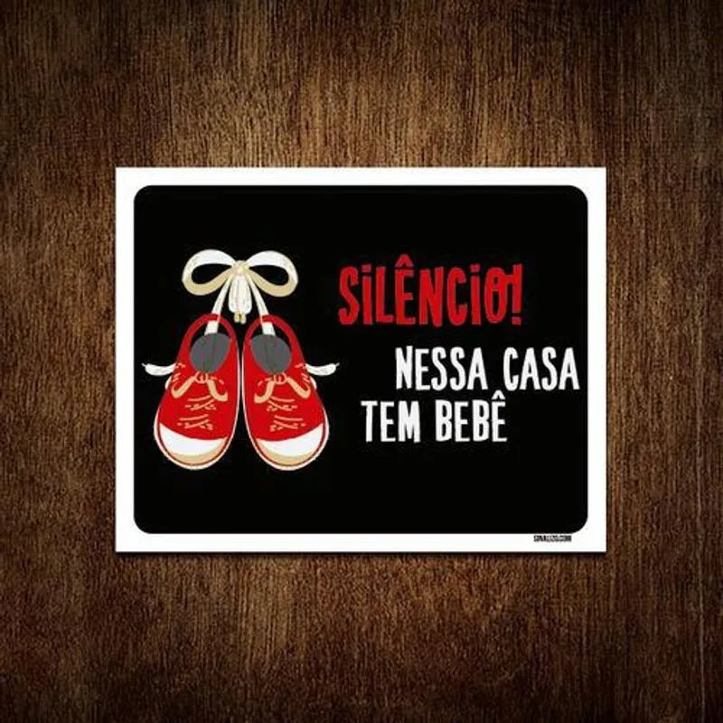 Placa Silêncio Nessa Casa Tem Um Bebê Vermelho 27x35
