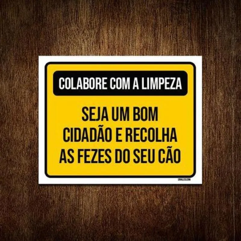 Placa Colabora Com Limpeza Recolha Fezes Cão 27x35