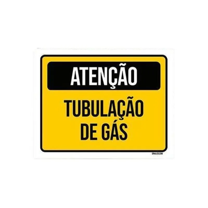 Placa De Sinalização - Atenção Tubulação De Gás 36x46