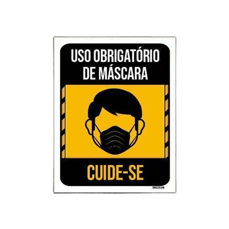 Kit 5 Placas Atenção Uso Obrigatório Máscara Cuide-se