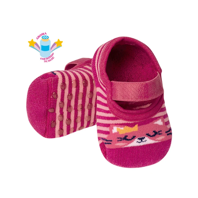 Sapatilha Bebê Estampada Antiderrapante Leke - Feminina 15-18 / Menina / Rosa