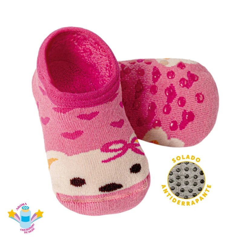 Sapatinho Bebê Estampado Antiderrapante Leke - Feminino 15-18 / Menina / Cereja