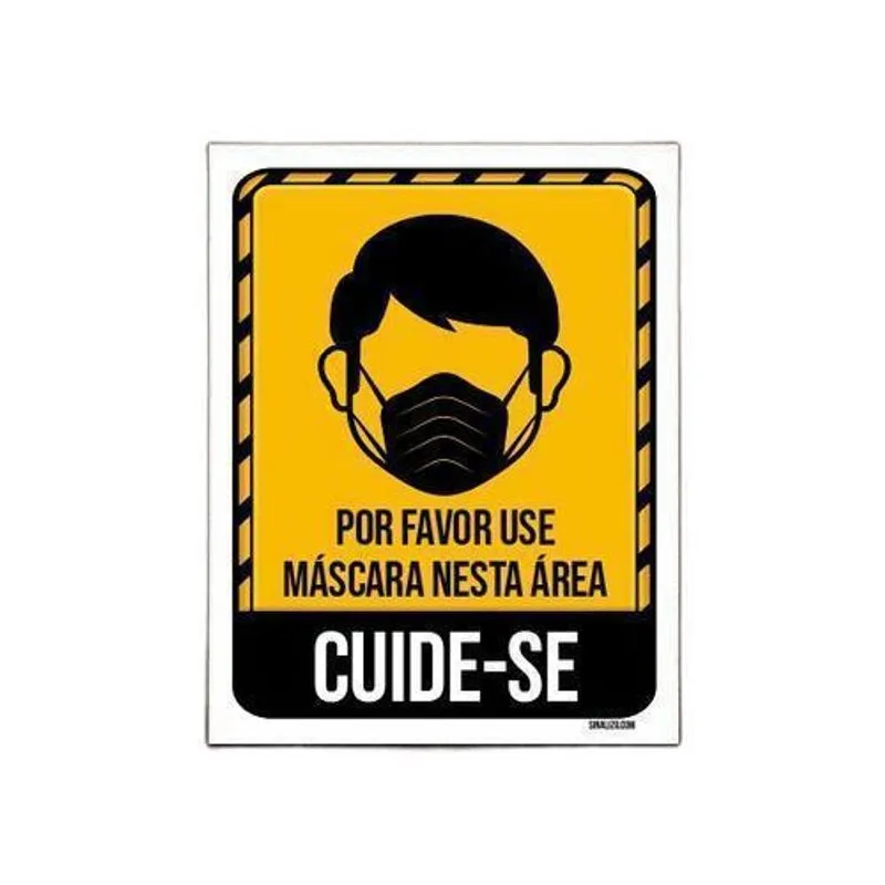 Kit 5 Placas Por Favor Use Máscara Nesta Área Cuide-se