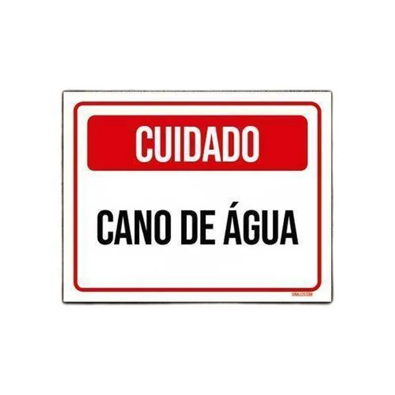 Kit 5 Placas Sinalização Cuidado Cano De Água