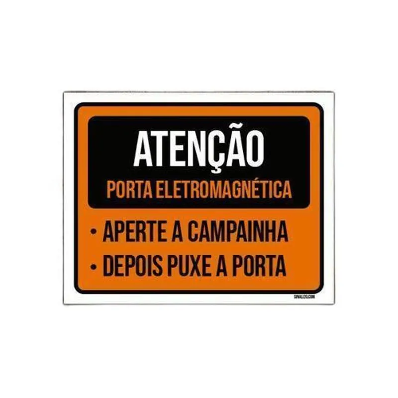 Kit 5 Placas Atenção Porta Eletromagnética Campainha