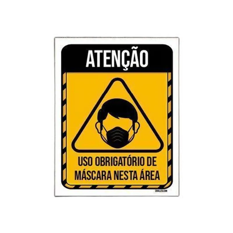 Kit 5 Placas Atenção Uso Obrigatório Mascara Nesta Área