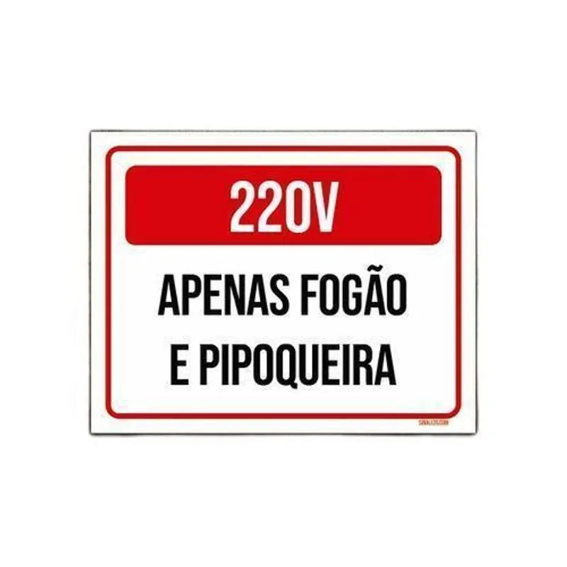 Kit 5 Placas Sinalização 220x Apenas Fogão Pipoqueira