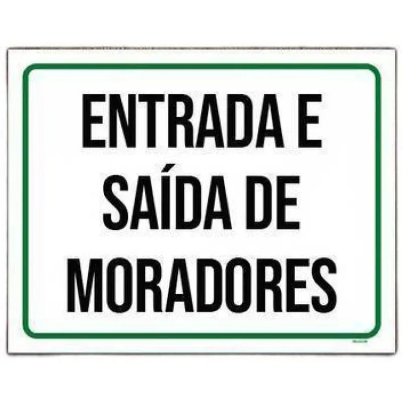 Kit 5 Placas Sinalização Entrada Saída De Moradores
