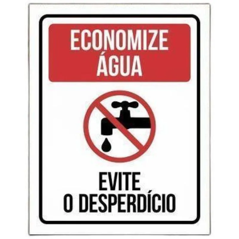 Kit 3 Placas Economize Água Evite Desperdício - Placa Sinali